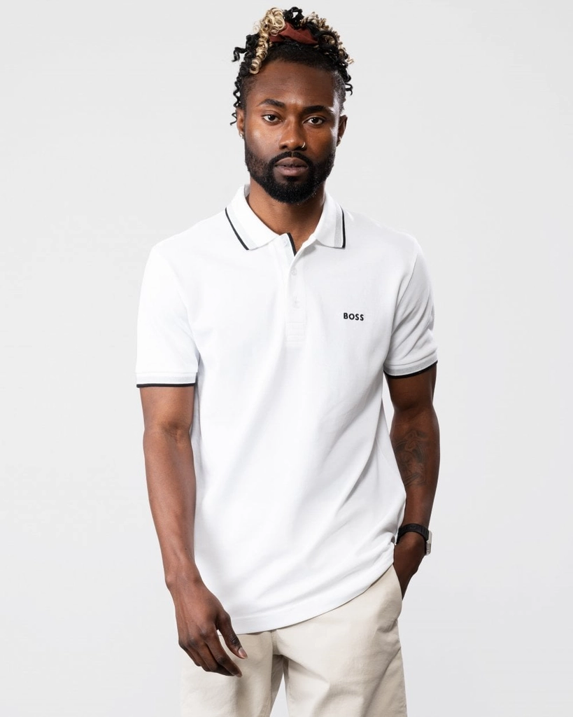 Hugo Boss Paddy Contrast Mens Polo NOS - White Cotton - Size 5XL